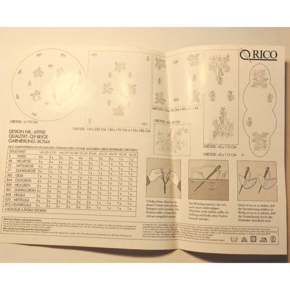 Rico Design Embroidery Tablecloth Kit 69900 Beige Stamped Cross Stitch Linen - Picture 6 of 16